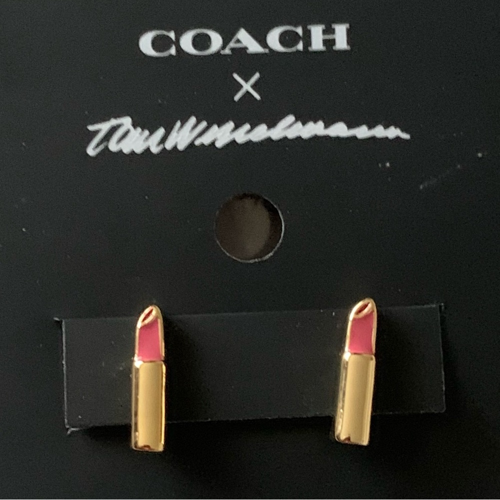 NEW! COACH x Tom Wesselman Lipstick Stud Earrings New with Tags GORGEOUS - Picture 7 of 8
